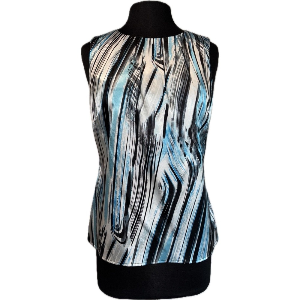 NEW Tribal Sportswear Satin Tank Top Women's Size 6 Vivid Blue Stretch Pleated